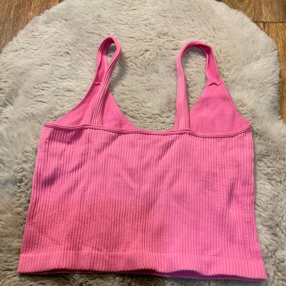 Bella Seamless Ribbed Crop Tank Size Small Hot‎ Pink Womens - Picture 3 of 5